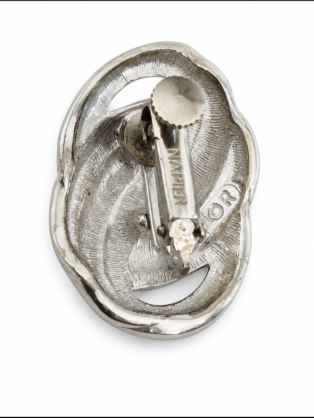 Classic Twisted Knot Silver Clip-On Earrings - Picture 3 of 5